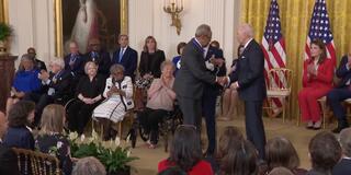 Clarence B. Jones receives the Presidential Medal of Freedom