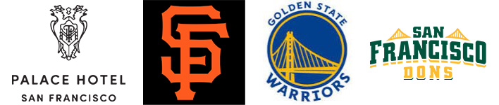 Palace Hotel, SF Giants, Golden State Warriors, SF Dons logos