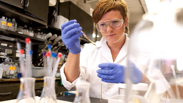 Student in chemistry lab.