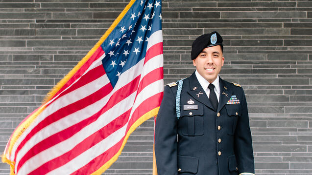 Veteran Mendez with US Flag