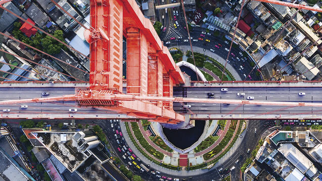 Golden Gate Bridge set in urban area