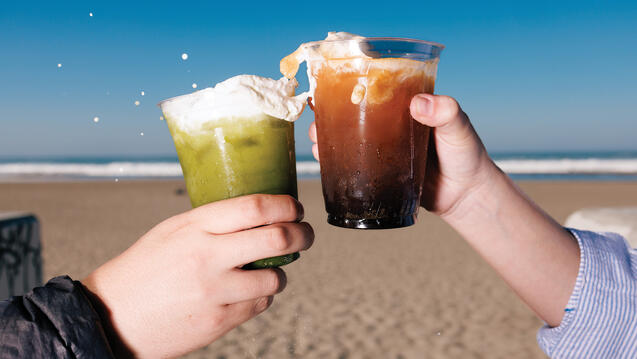 Students cheers their beverages