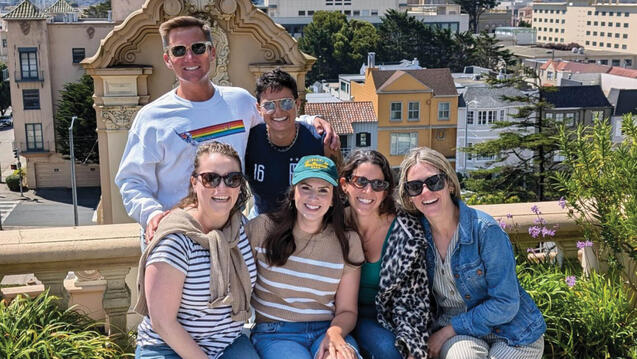 USF alumni gathered at the top of Lone Mountain