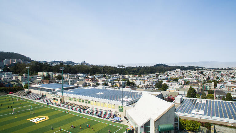 Aerial view of Koret and the soccer field