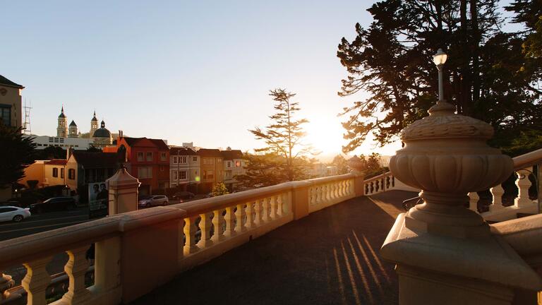 Lone Mountain steps at sundown.