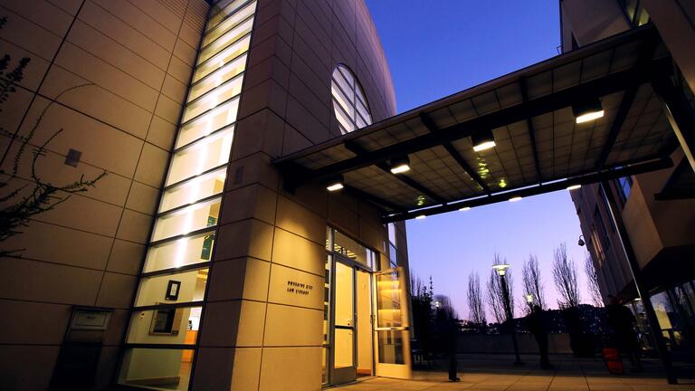 Zief Library at dusk.