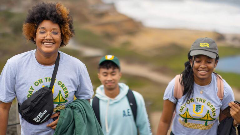 Students walking outside