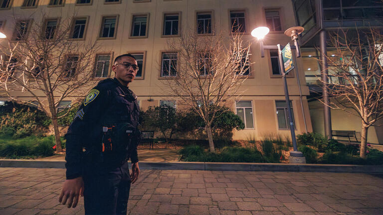 USF Public Safety on campus at night