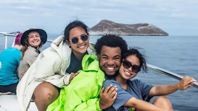 Students on a boat