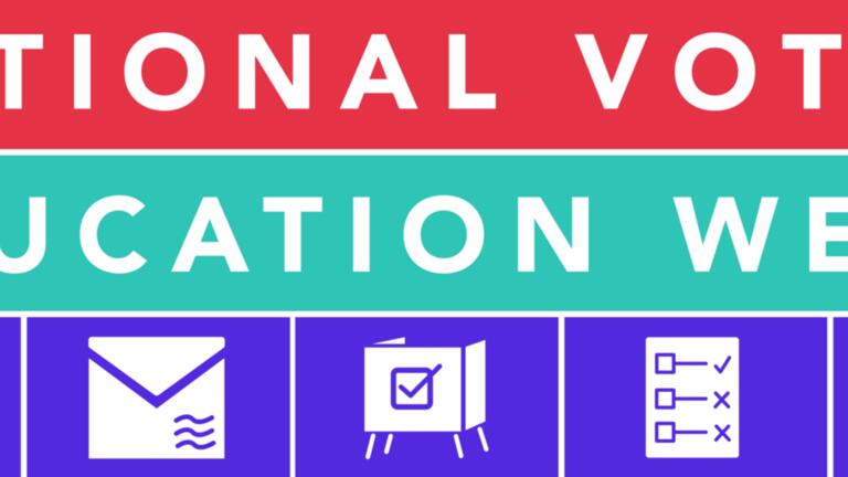 National Voter Education Week logo with five icons 