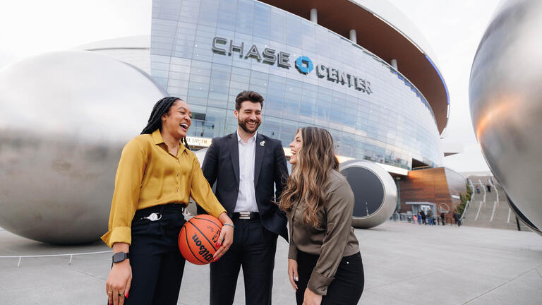 Sport Management students in front of Chase Center.