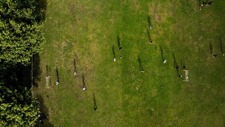 Soccer field from above.