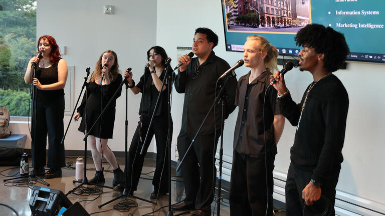 group of students singing