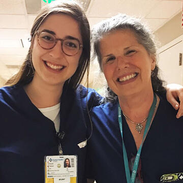 Kayla Tabari with a preceptor in a hospital.