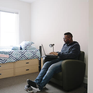 Law student in single room in St. Anne's Hall