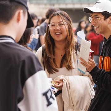 Students laughing on campus