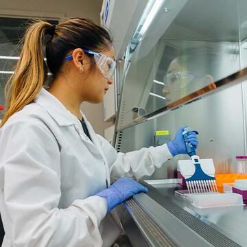 Student working in a lab