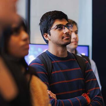 Student watching a presentation