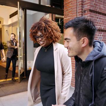 Students walking outside at the downtown campus