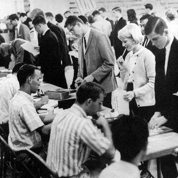 Students register for classes in 1960s