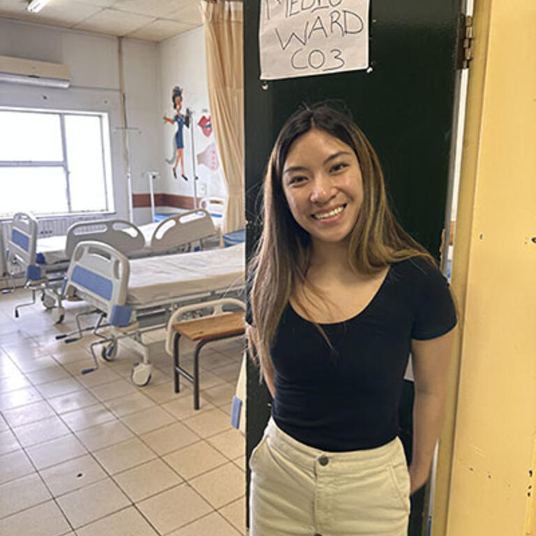 Alyssa Nguyen in a classroom.