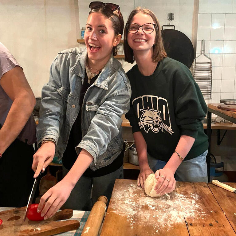 Students prepare a meal together