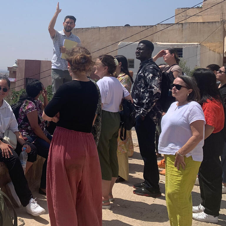 Group being led on a tour in Morocco