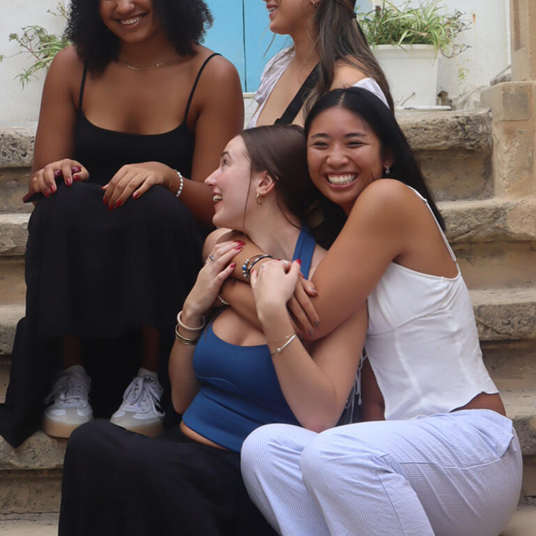 Jaylen Dang and three other classmates smiling