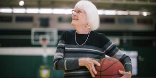 Mina Jenner in War Memorial Gym at Sobrato Center